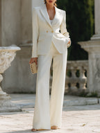 Tailored Pinstripe Blazer Set With Wide-Leg Pants