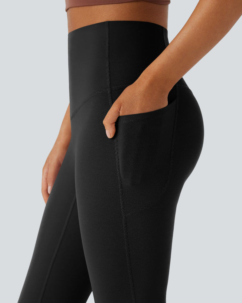 High Waisted Tummy Control Pocket Shaping Yoga Bootcut Leggings