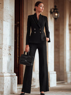 Double-Breasted Black Suit With Wide-Legged Pants