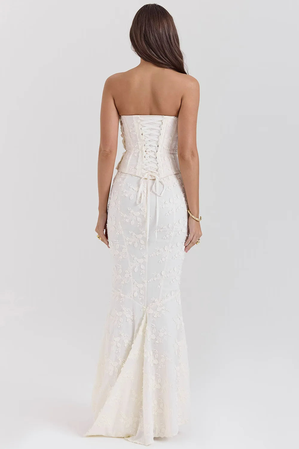 Strapless Embroidered Wedding Guest Maxi Dress