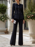 Tailored Button-Front Pantsuit