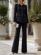 Tailored Button-Front Pantsuit
