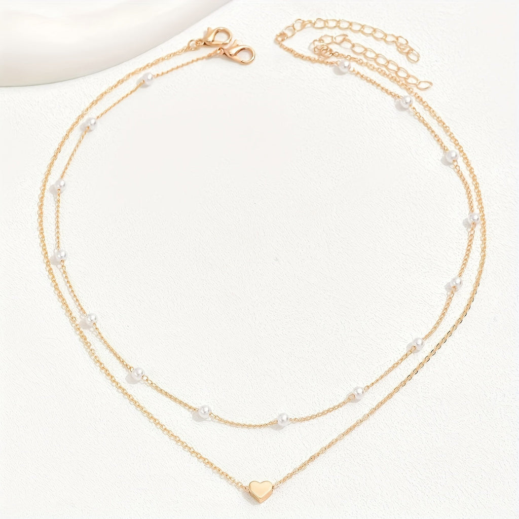 Nerida | 2-Piece Heart-Shaped Faux Pearl Necklace Set