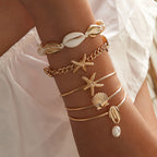 Nayara | 5-Piece Boho Shell & Starfish Bracelet Set