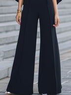 Cold-Shoulder Ruffled Wide-Leg Jumpsuit