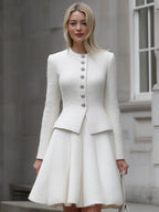Mooyius Presents The Elegant White Textured Tweed Two-Piece Set