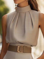 Sophisticated High-Neck Sleeveless Top - Modern Grace