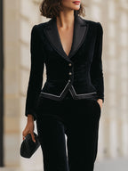 Black Velvet Tuxedo Suit Set
