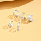 Solene | Trendy Gold Sleek 5-Piece Openwork Ear Cuffs Set