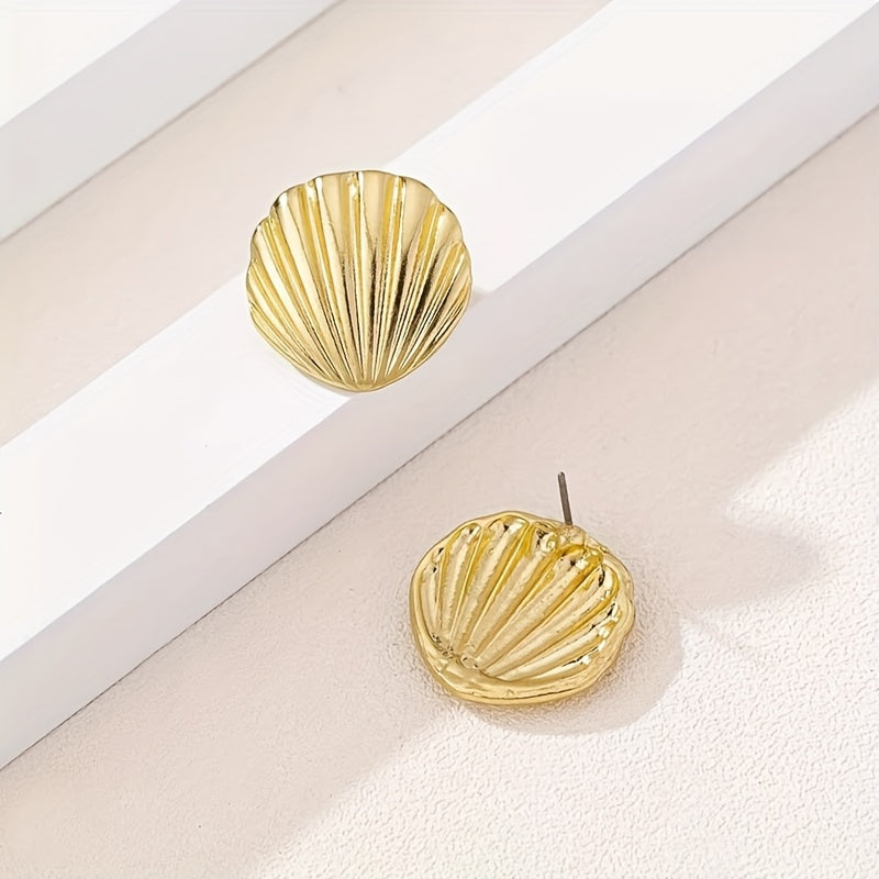 Marcella | Elegant Coral Shell Gold Earrings