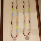 Freyana | Bohemian Beaded Lotus Pendant Necklace (Dual-Layer)