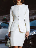 Elegant Tailored Skirt Suit With Sculpted Peplum Jacket