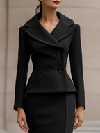 Elegant Two-Piece Suit With Tailored Blazer And Pencil Skirt