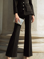 Tailored Button-Front Blazer Set With Flared Pants