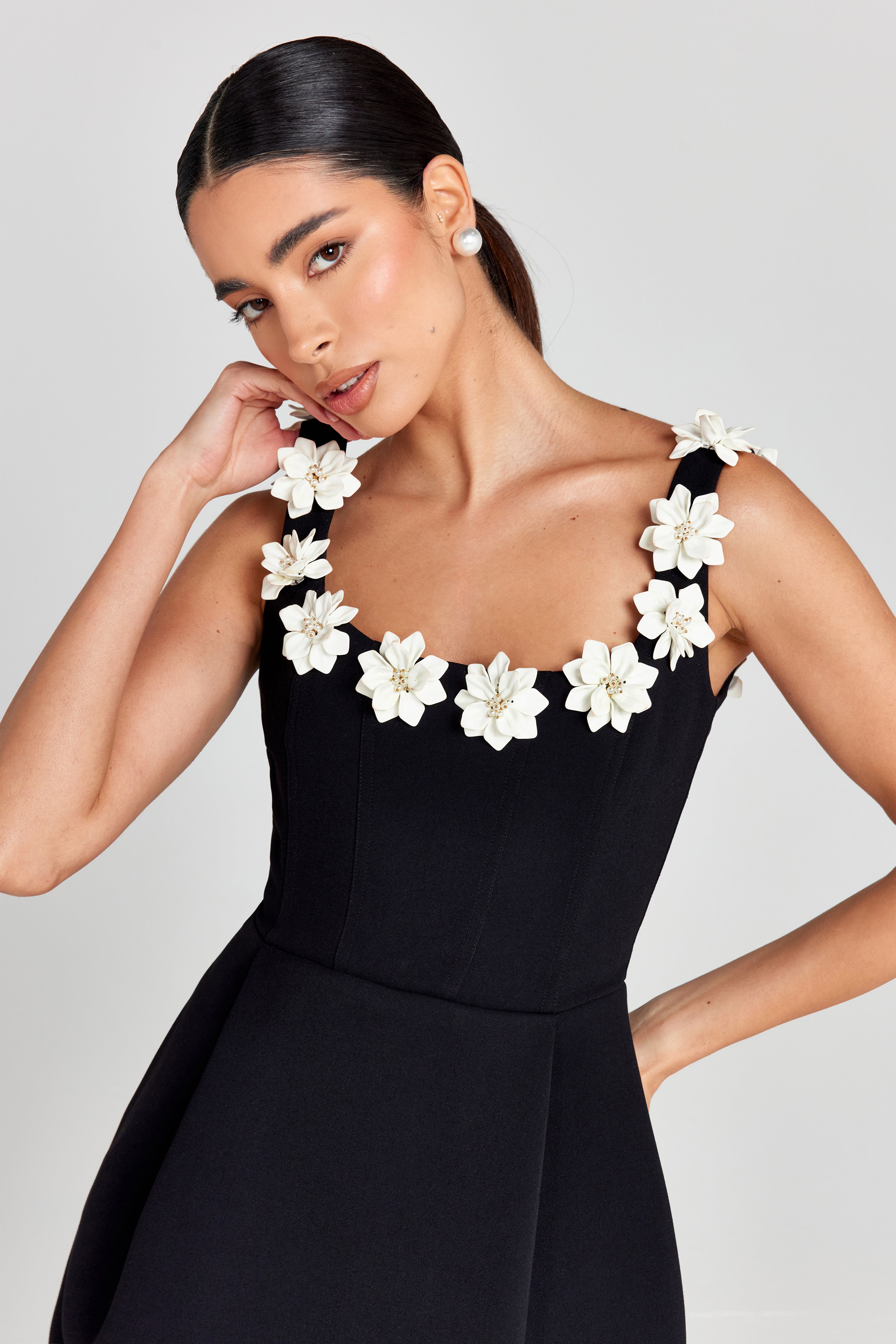 Floral Appliqué Summer Mini Dress