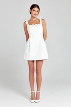 Floral Appliqué Summer Mini Dress