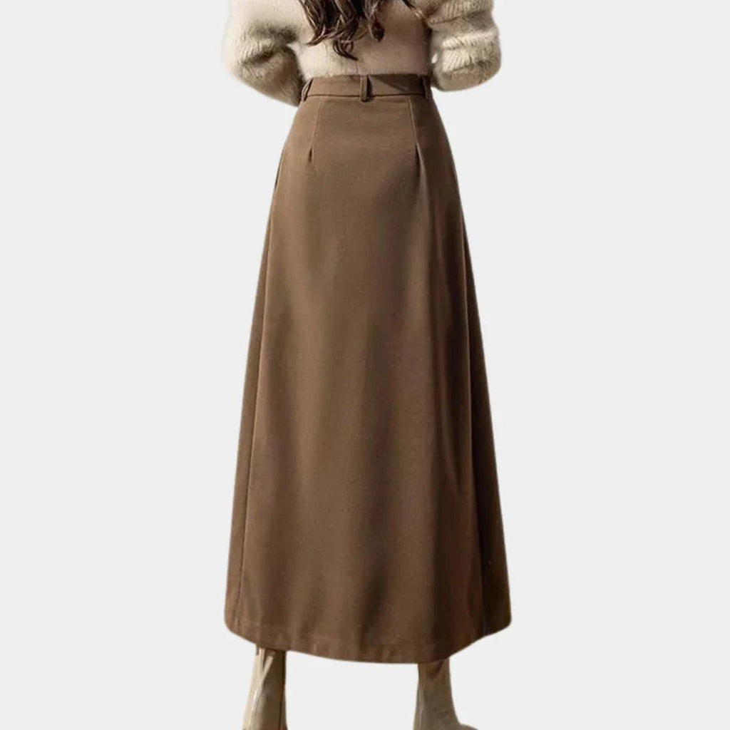 Women's Ankle-Length A-Line Stretch Wool Skirt