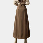 Women's Ankle-Length A-Line Stretch Wool Skirt