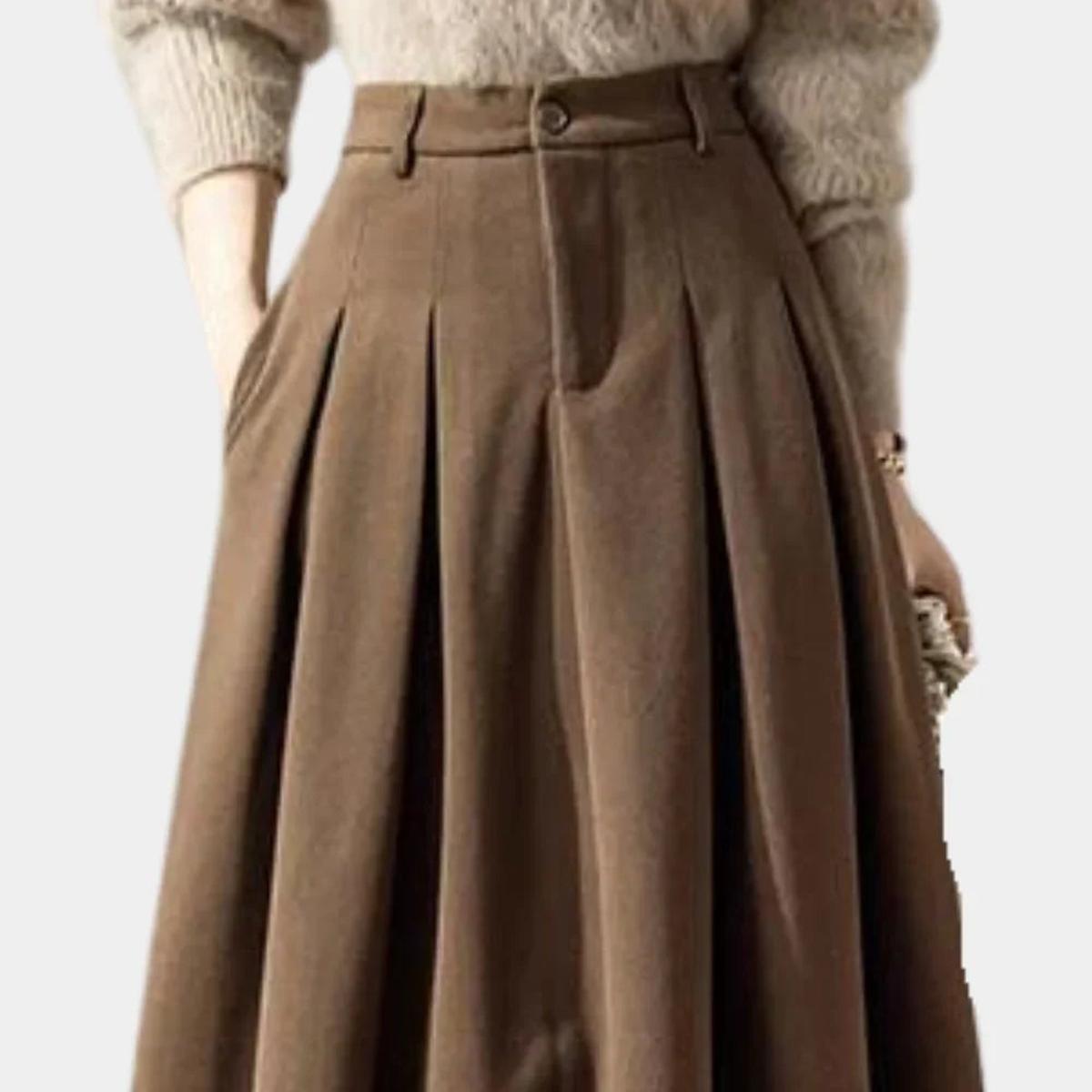 Women's Ankle-Length A-Line Stretch Wool Skirt