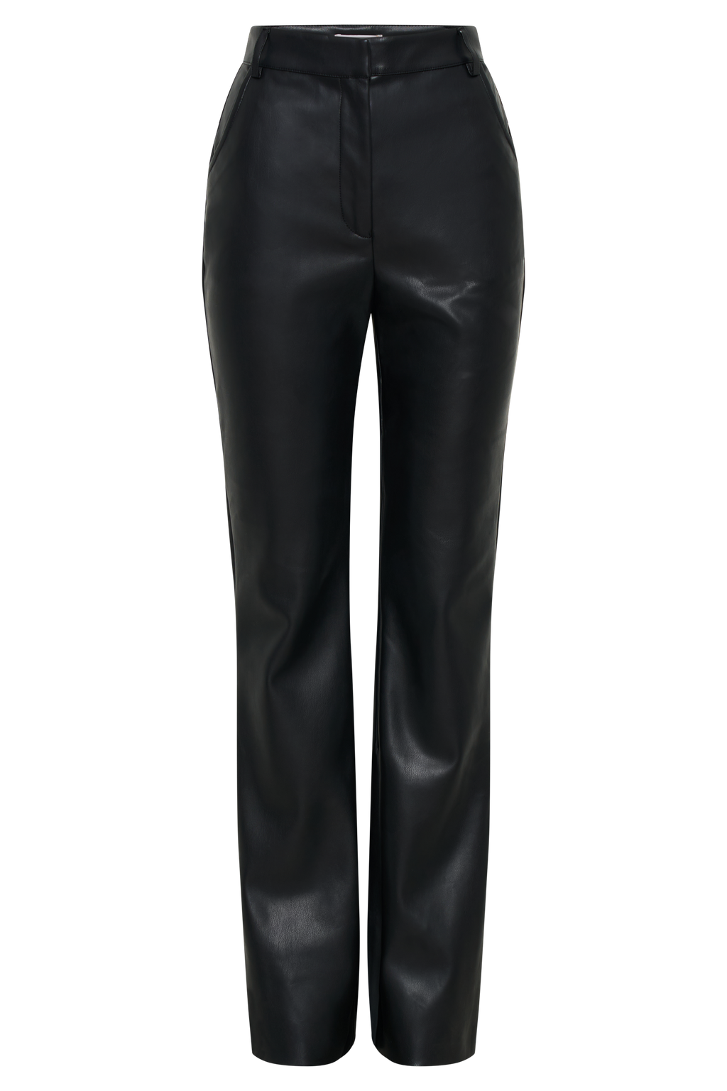 Tyra Straight Leg Faux Leather Pants - Black