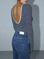 Open Back Striped Bodysuit