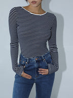 Open Back Striped Bodysuit