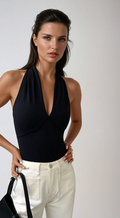 V-Neck Halter Open Back Tank Top