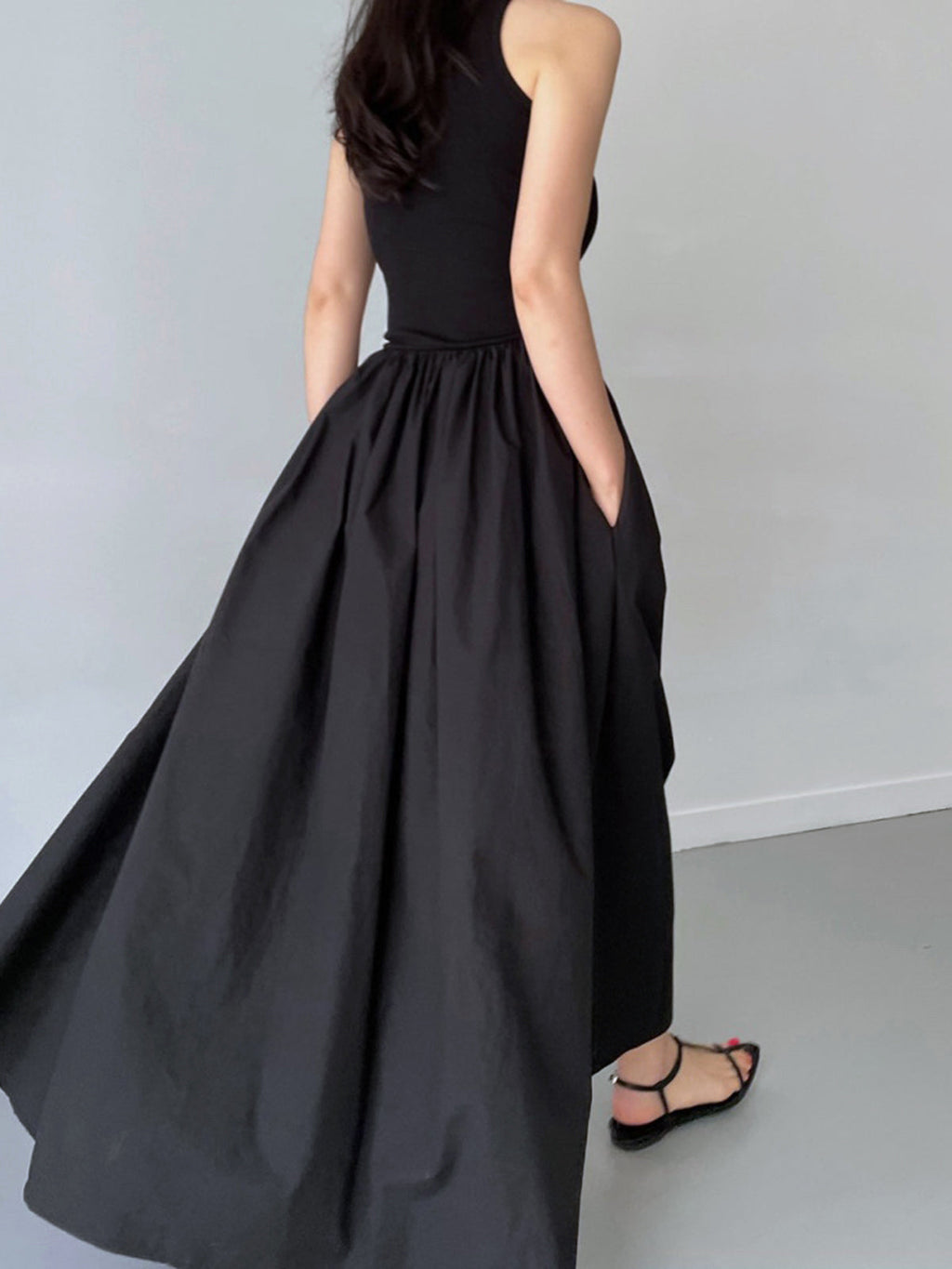 Formal Sleeveless Cotton Blend Maxi Dress