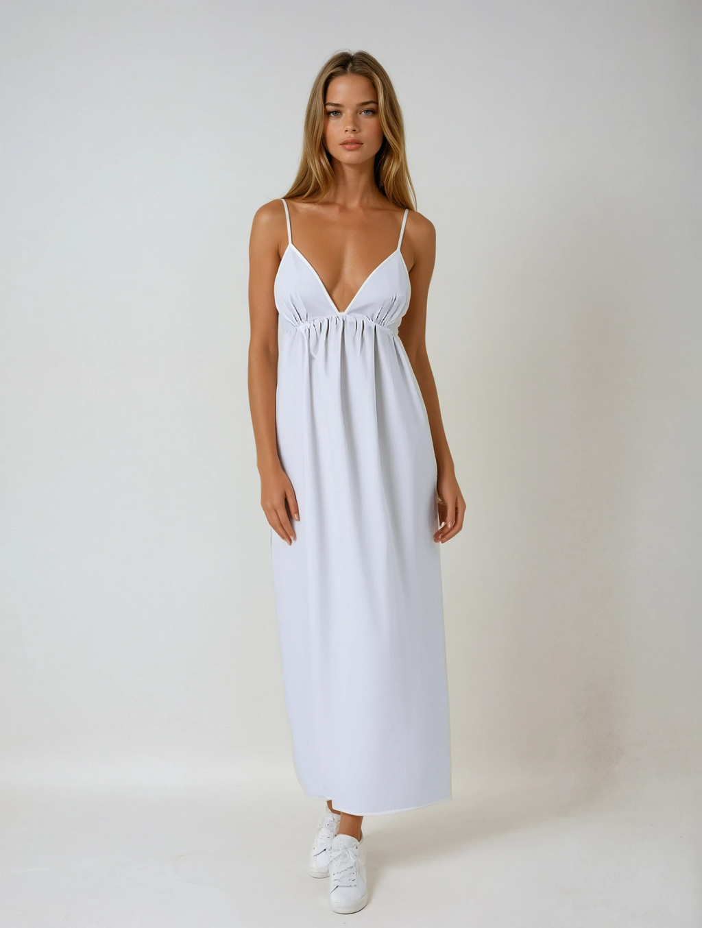 Coastal Open Back Cotton Summer Cocktail Maxi Dress