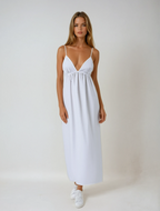 Coastal Open Back Cotton Summer Cocktail Maxi Dress