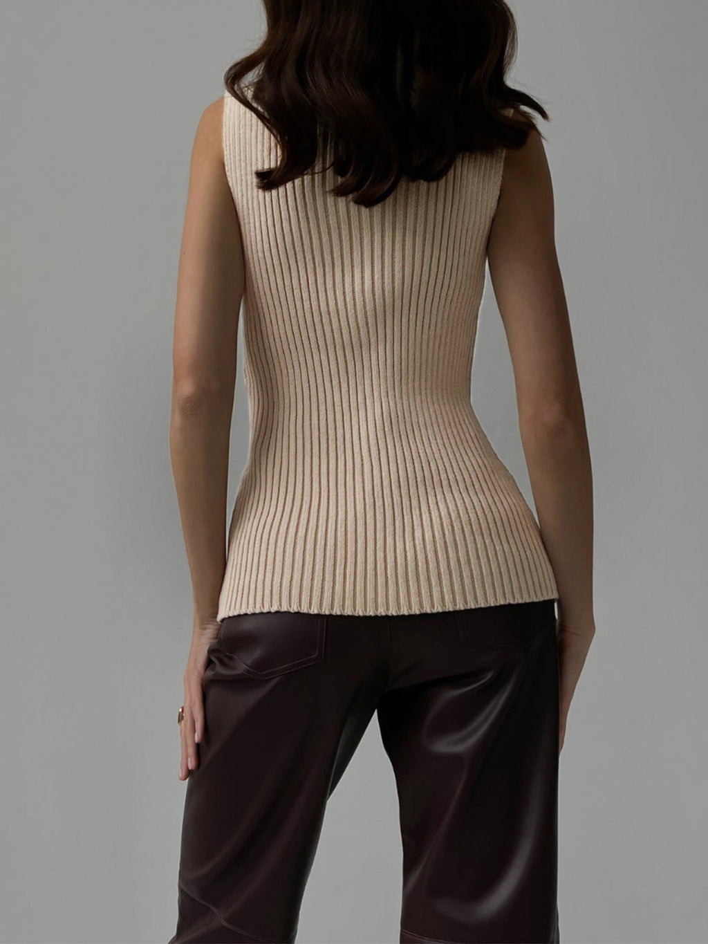Ribbed Sleeveless Knit Top