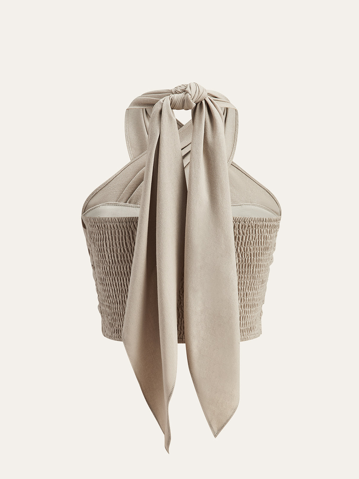 Linen Blend Crisscross Halter Crop Top