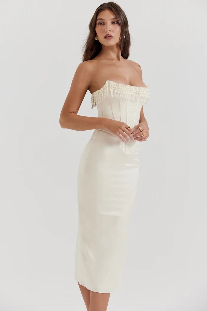 Bella Strapless Wedding Guest Maxi Dress