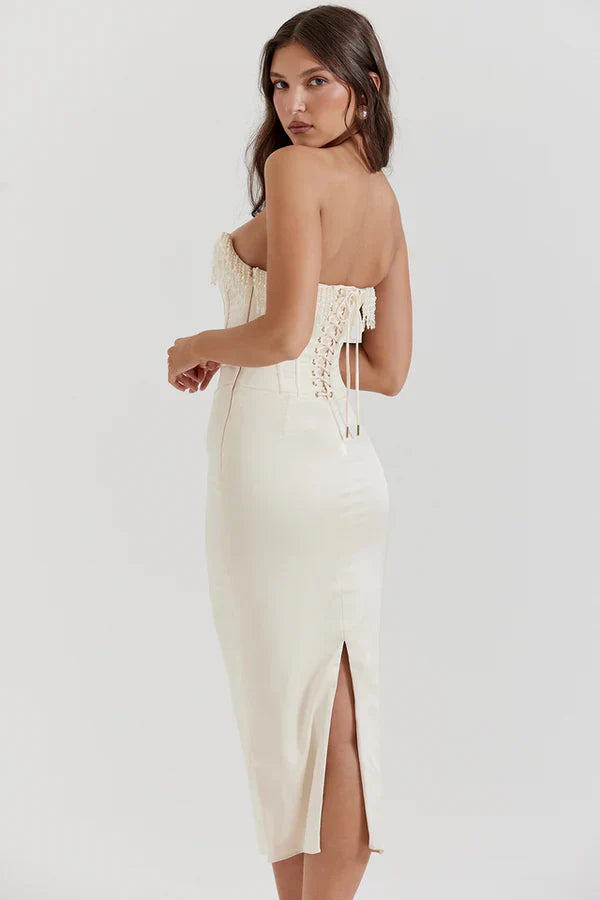 Bella Strapless Wedding Guest Maxi Dress