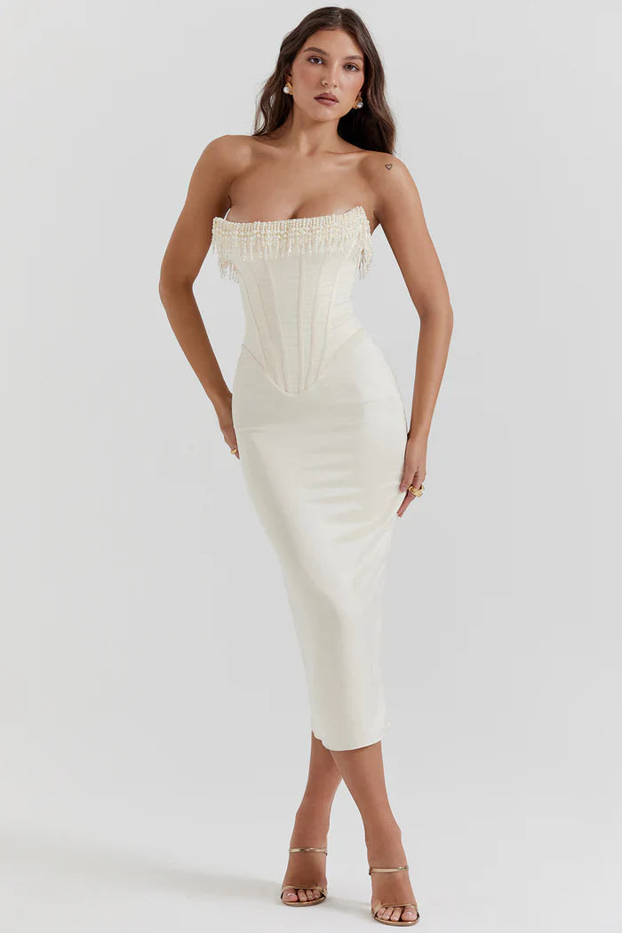 Bella Strapless Wedding Guest Maxi Dress