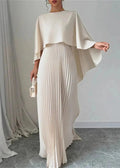 Pleated Batwing Sleeve Wedding Guest Maxi Dress