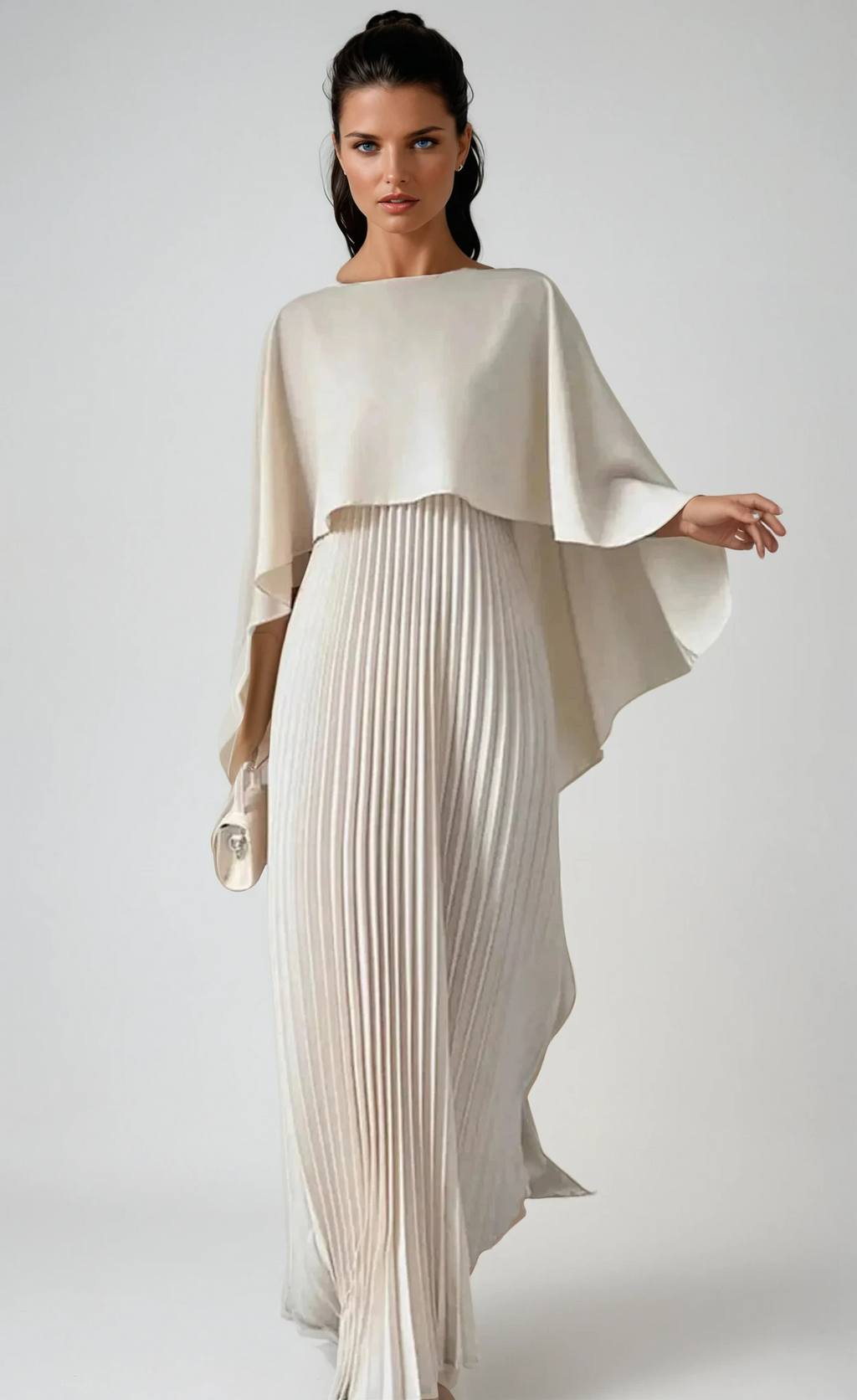 Pleated Batwing Sleeve Wedding Guest Maxi Dress