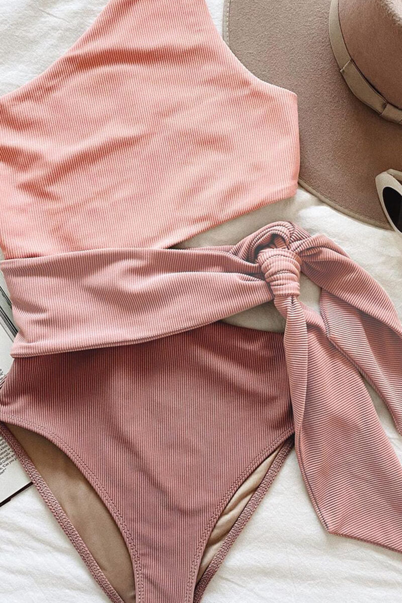 One-Shoulder Swimsuit with Bow Detail