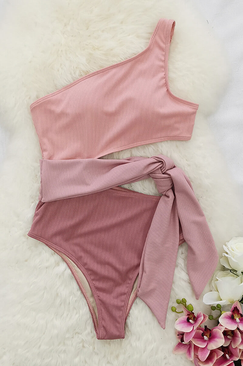 One-Shoulder Swimsuit with Bow Detail