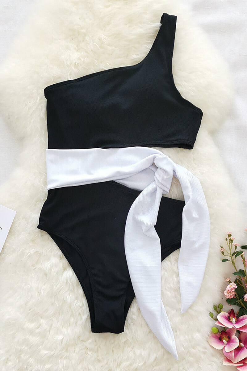 One-Shoulder Swimsuit with Bow Detail