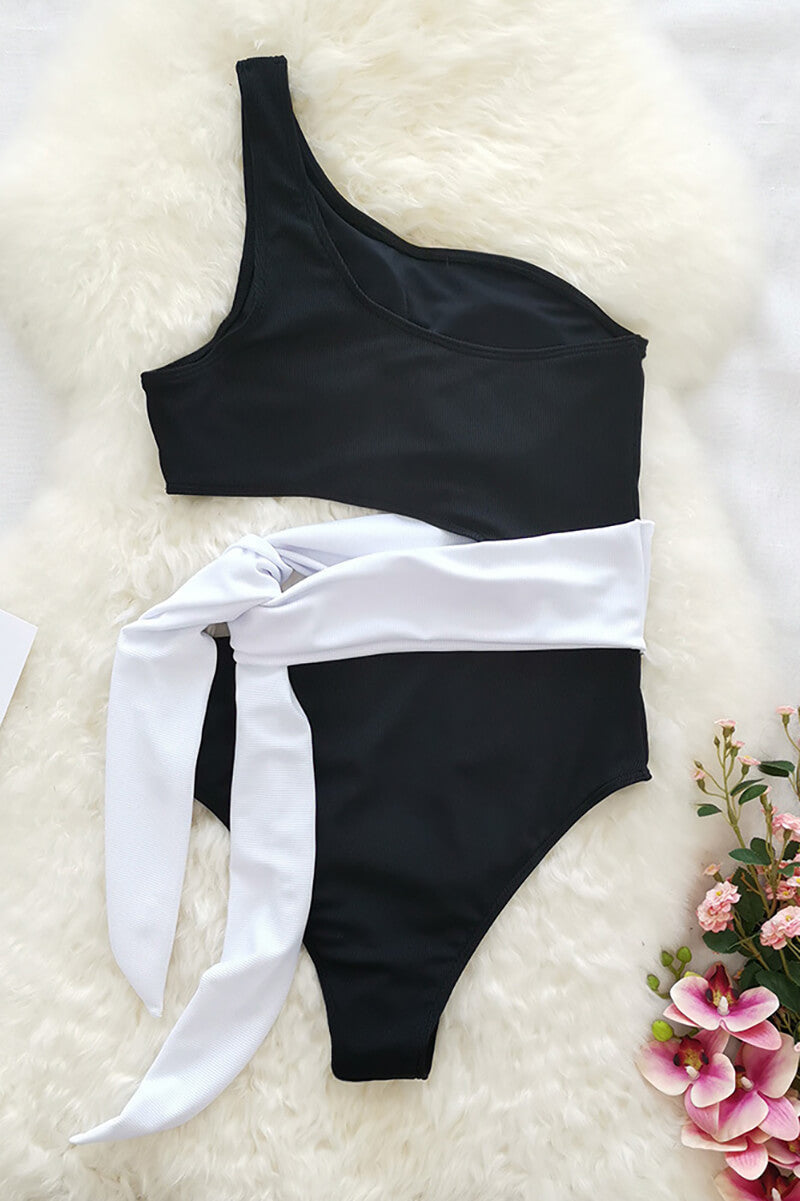 One-Shoulder Swimsuit with Bow Detail