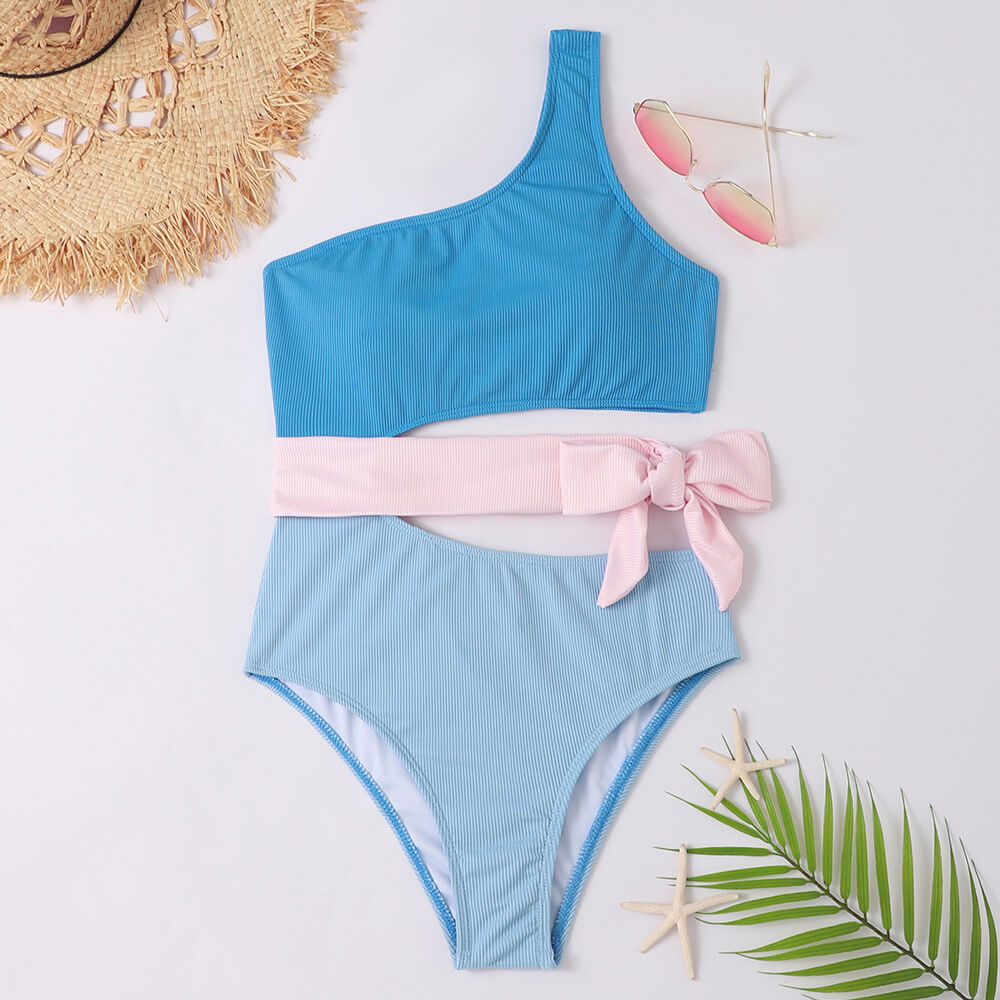 One-Shoulder Swimsuit with Bow Detail