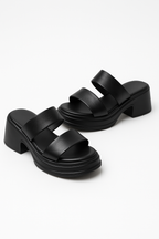 Calf Leather Sandals – Chunky High Heel