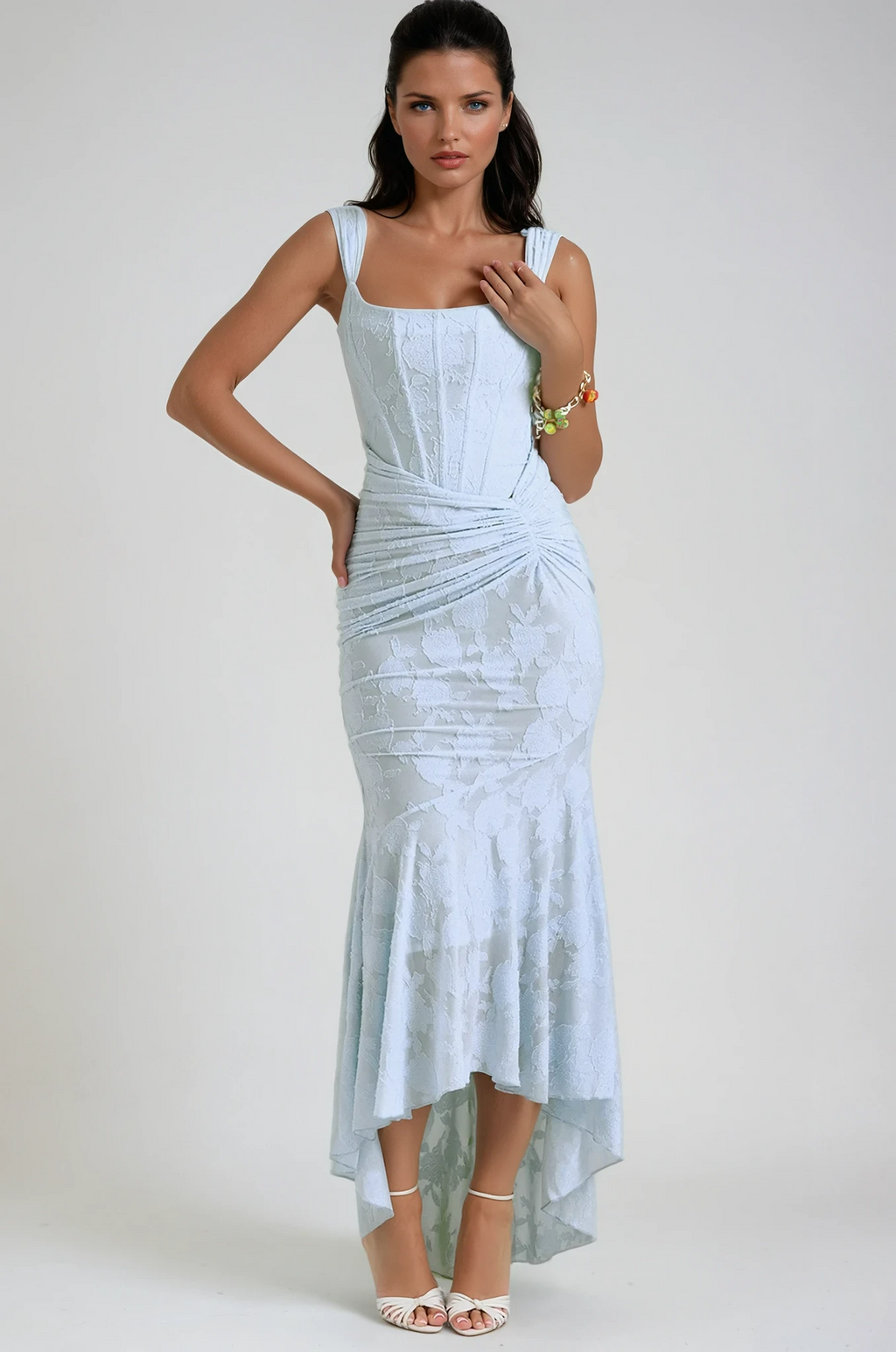 Lace Corset Wedding Guest Maxi Dress