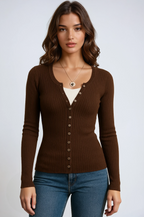 Slim Fit Long Sleeve Knit Top