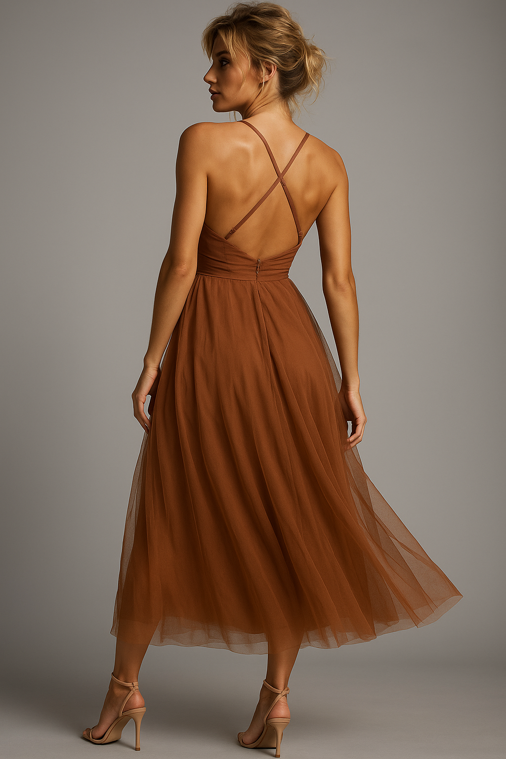 Corset Chiffon Midi Gown
