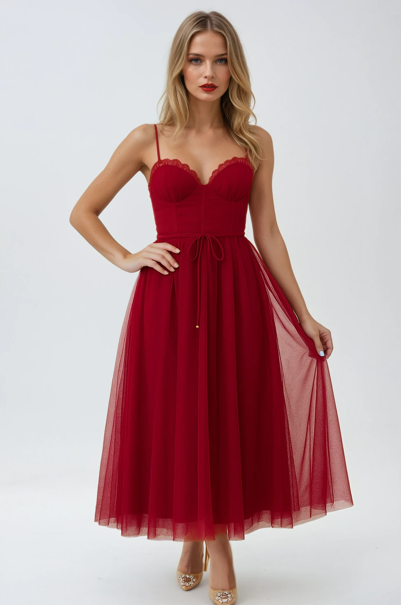 Corset Chiffon Midi Gown