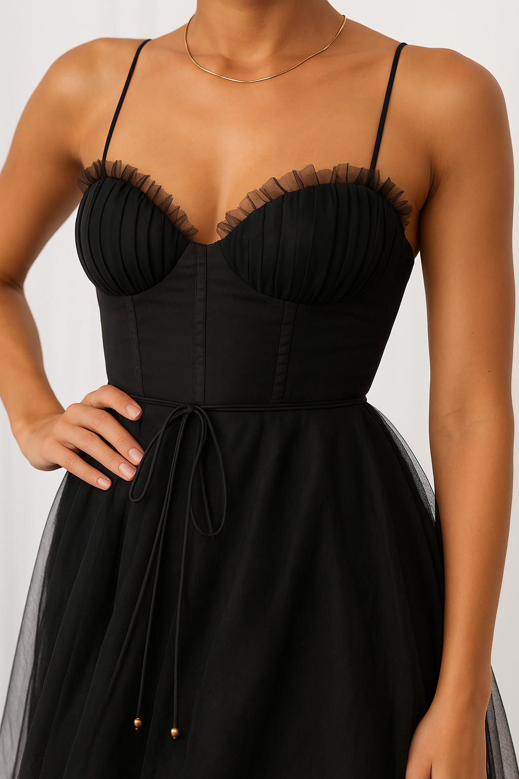 Corset Chiffon Midi Gown