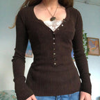 Slim Fit Long Sleeve Knit Top