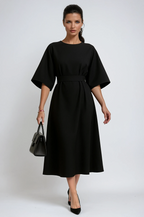 Crew Neck Midi Work Dress